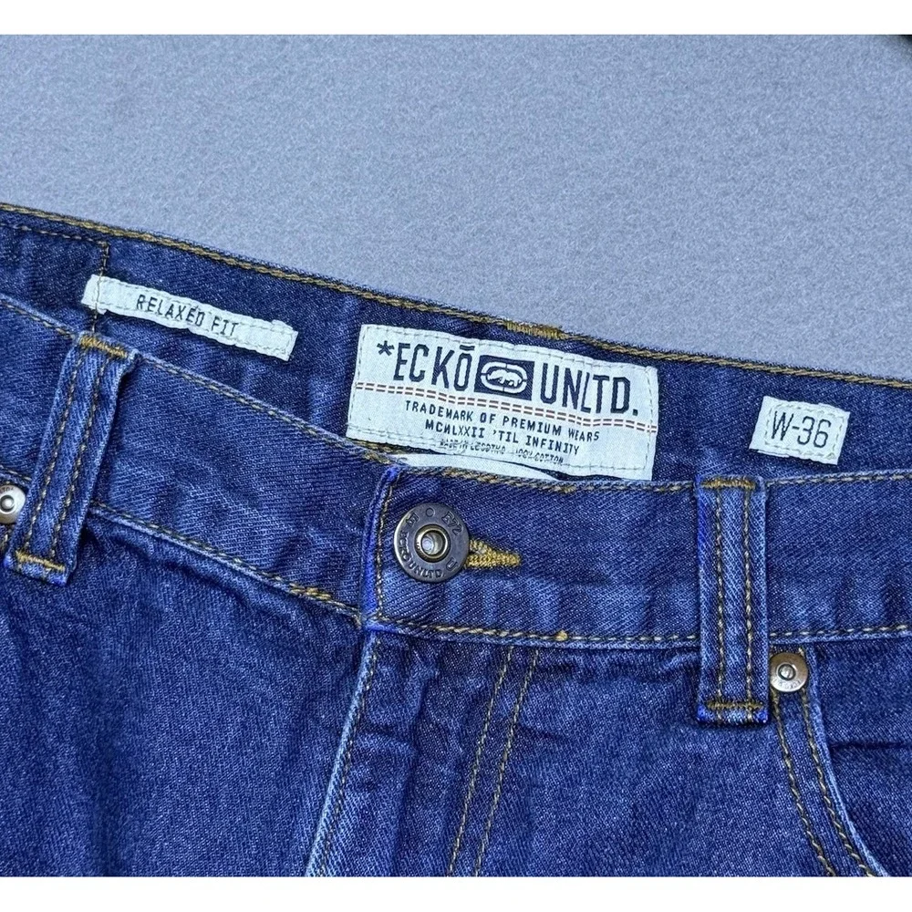 VINTAGE Ecko Unltd Shorts Mens 36 Relaxed Fit Denim Y2K Baggy Jorts
